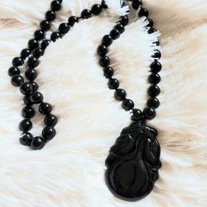 COPY - Vintage Chinese Black Jade or Onyx Bead Necklace